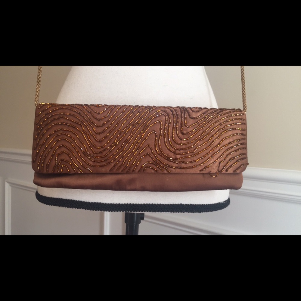 BRONZE COPPER NWOT BEADED BAG - Picture 5 of 8